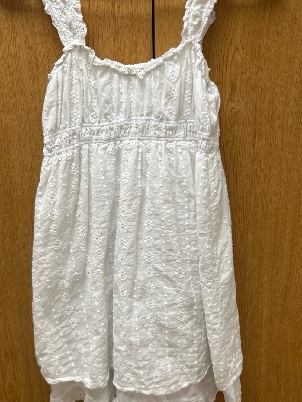 Girls White Eyelet Sundress with Smocked Bodice